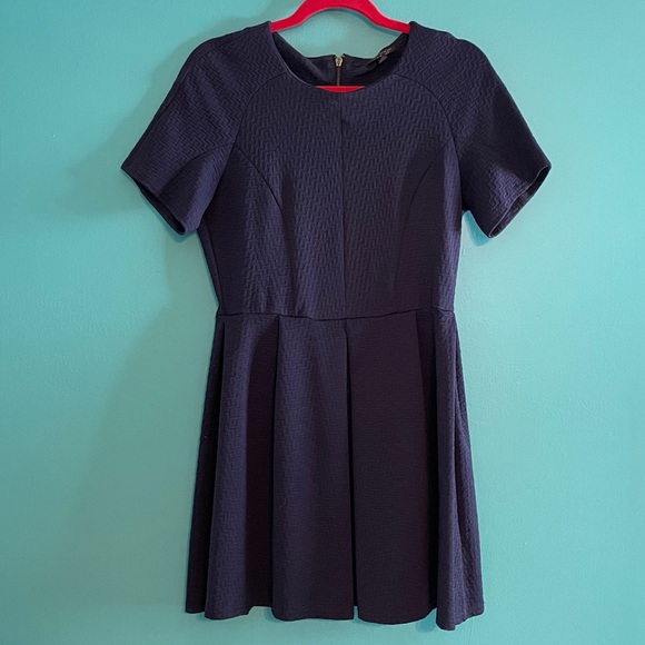 Topshop Navy Blue Fit & Flare Dress - Picture 1 of 8